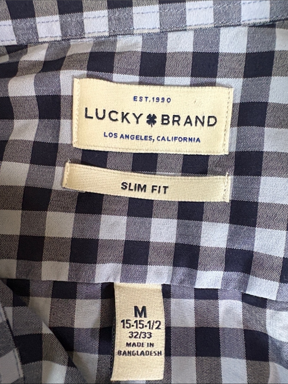 Men's Lucky Brand Navy & Light Blue Gingham Button-Down Shirt
